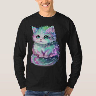 Cat Galaxy Pastel Rainbow colored Cute cat colorfu T-Shirt