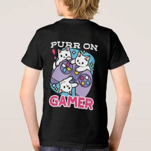 Cat Gamer Design - Purr On Gamer Joystick Art Tri-Blend Shirt