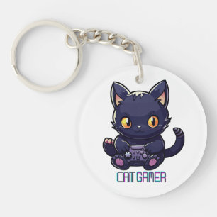 Cat Gamer Key Ring