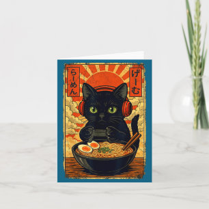 Cat Gamer Men Anime Kawaii Funny Gaming Headset Ca Card