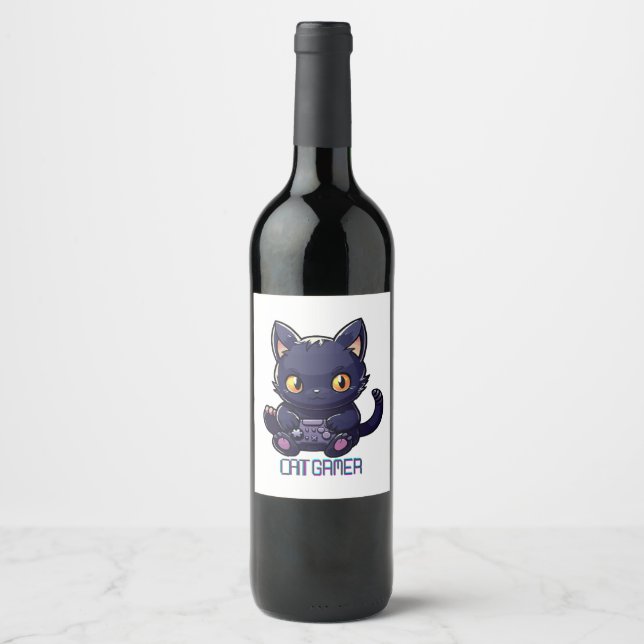 Cat Gamer Wine Label (Front)
