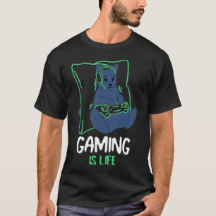 Cat Gaming is Life Gamer tshirt