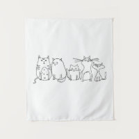 Cat gang Line Art Cartoon illustration