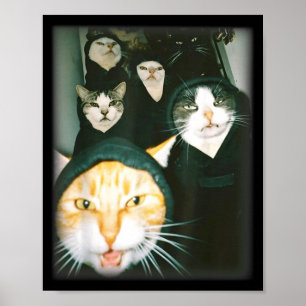 Cat Gang Meme Funny Chaotic Cats Unhinged Feline H Poster