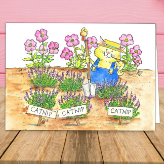 Cat Gardener Greeting Card