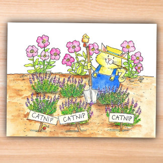 Cat Gardener Postcard