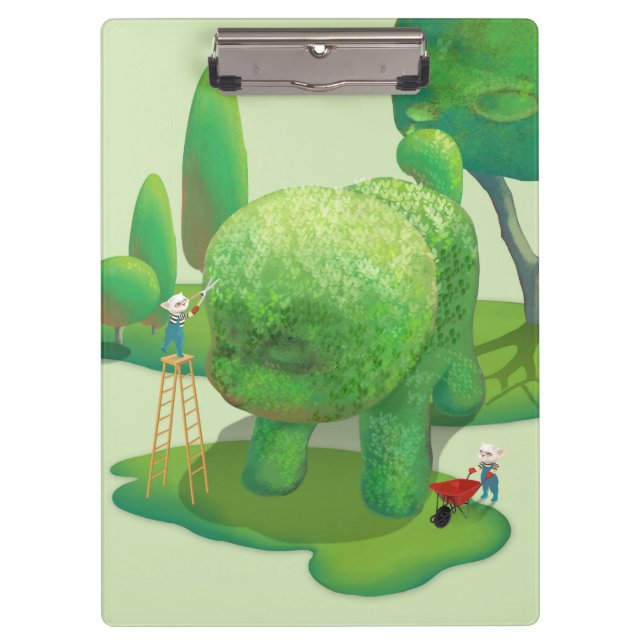 Cat Gardeners and Green Animal Bush Clipboard (Front)