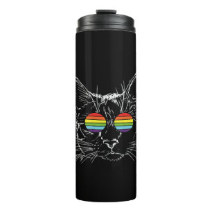 Cat Gay Pride LGBT Rainbow Sunglasses Thermal Tumbler