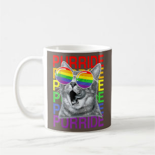 Cat Gay Pride Month Rainbow Flag Sunglasses LGBTQ Coffee Mug