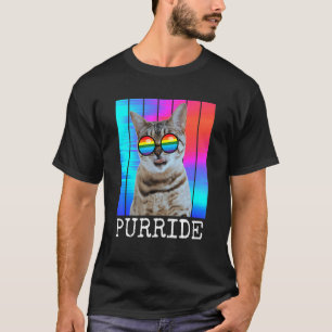 Cat Gay Pride  Rainbow Sunglasses Lgbtq For Women  T-Shirt