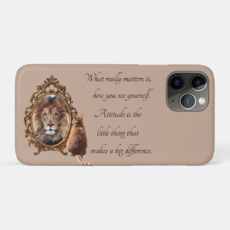 Cat Gazing Mirror Lion Inspirational Text Vintage  Case-Mate iPhone Case