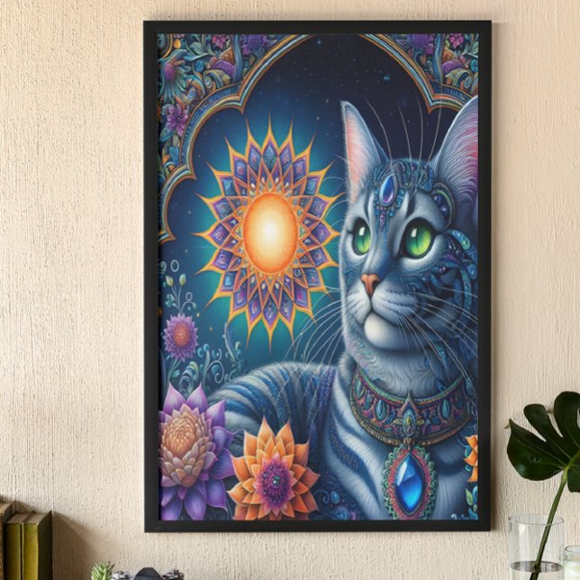 Cat Gazing Under a Starry Sky at Midnight Poster (Creator Uploaded)