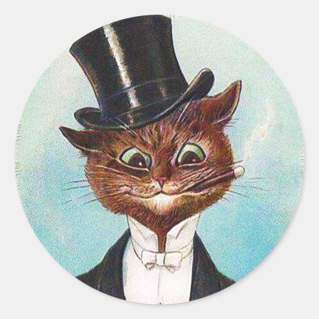 Cat Gentleman, Louis Wain Classic Round Sticker (Front)