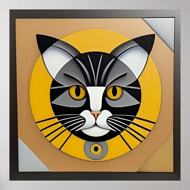 Cat Geometric Artwork Poster (Front)