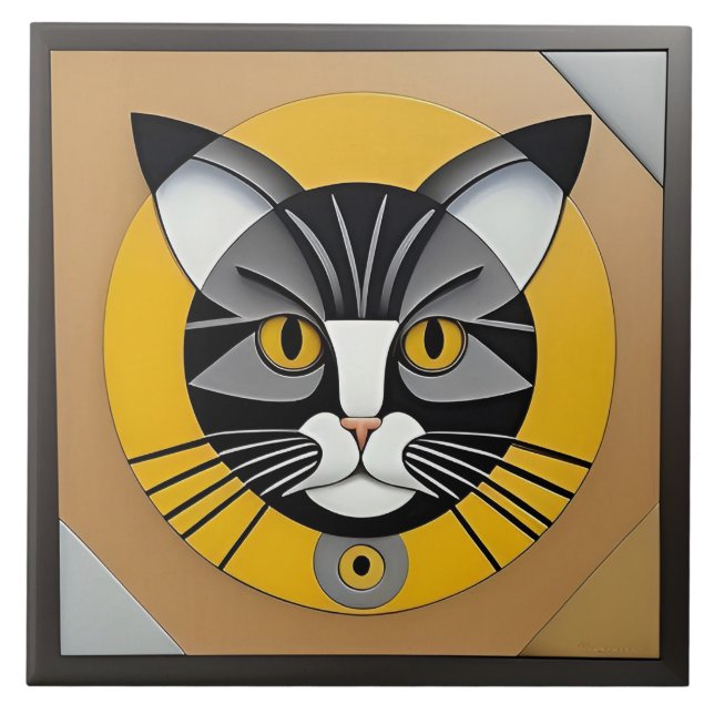Cat Geometric Artwork Tile (Front)