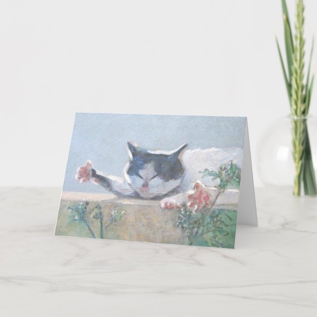 Cat & Geranium Greeting Card (Front)