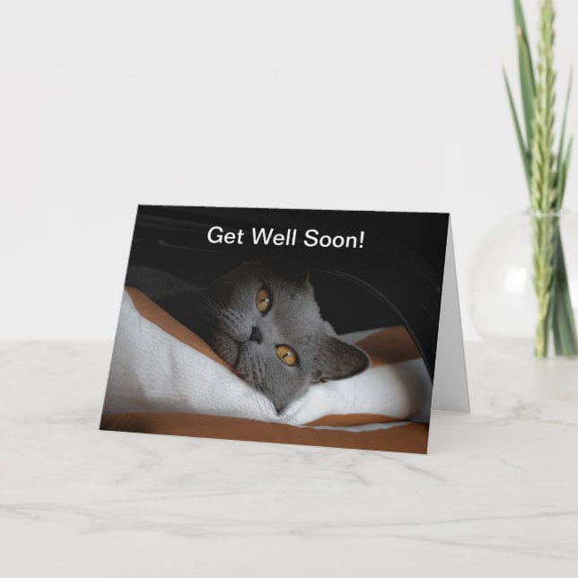 Cat Get Well Soon Customisable Card (Front)