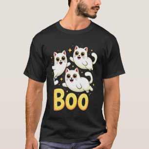 CAT Ghost Boo Cute Kitty Cats Lover Halloween Wome T-Shirt