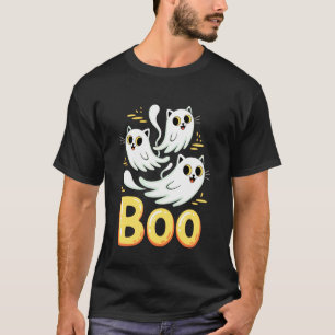 CAT Ghost Boo Cute Kitty Cats Lover Halloween Wome T-Shirt