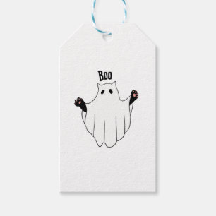 Cat Ghost Boo Halloween Funny Spooky Black Cat Gift Tags