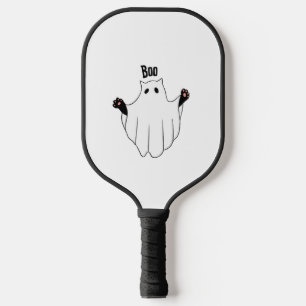 Cat Ghost Boo Halloween Funny Spooky Black Cat Pickleball Paddle