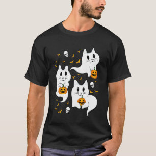 Cat Ghost Halloween Costume Funny Ghost Boo Cat Sp T-Shirt