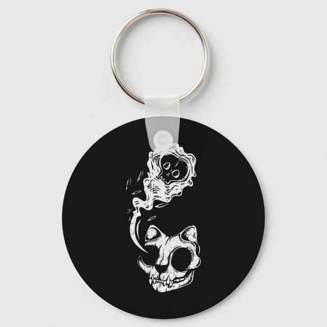 Cat Ghost Lazy Halloween Costume Fun Kitten Skull  Key Ring (Front)