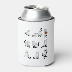 Cat Ghost Spooky Cute Halloween for Men Women Kids Can Cooler