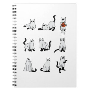 Cat Ghost Spooky Cute Halloween for Men Women Kids Notebook