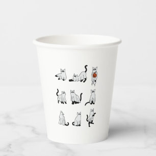 Cat Ghost Spooky Cute Halloween for Men Women Kids Paper Cups