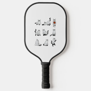 Cat Ghost Spooky Cute Halloween for Men Women Kids Pickleball Paddle