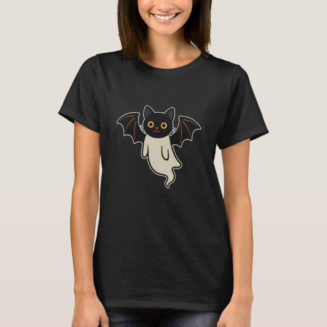 Cat Ghost with Bat Wings T-Shirt (Front)