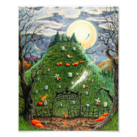 CAT GHOSTS IN NINE LIVES CEMETERY, SPOOKY FOLK ART