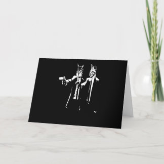 Cat Gift | Cat Man Holding Gun Cool Holiday Card