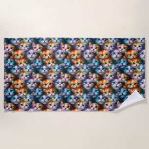Cat Gift   Cute Cat Faces Beach Towel