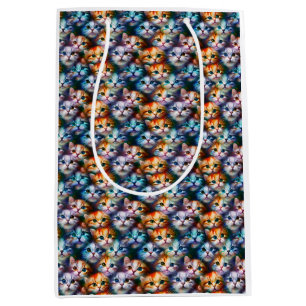 Cat Gift   Cute Cat Faces Medium Gift Bag