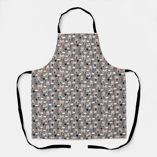 Cat Gift | Cute Cat Pattern Childish Apron (Front)