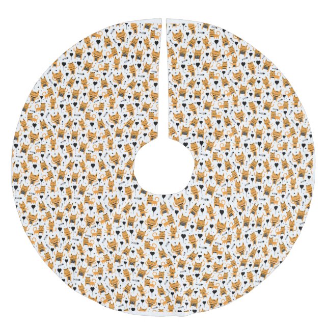 Cat Gift | Cute Cat Pattern Childish Brushed Polyester Tree Skirt (Front)