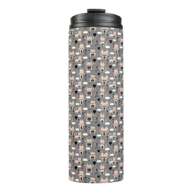 Cat Gift | Cute Cat Pattern Childish Thermal Tumbler (Front)