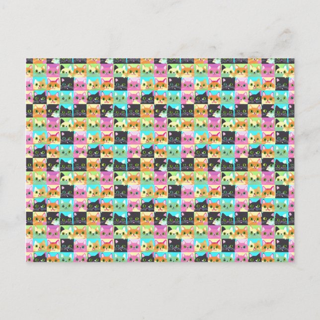 Cat Gift | Cute Kawaii Cat Pattern Postcard (Front)