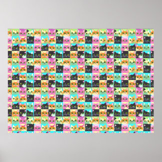 Cat Gift | Cute Kawaii Cat Pattern Poster