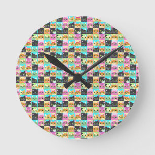 Cat Gift   Cute Kawaii Cat Pattern Round Clock