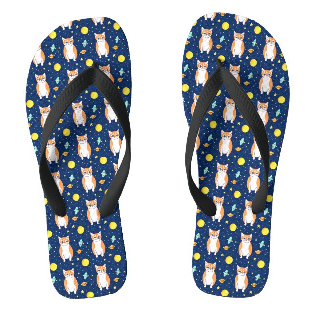 Cat Gift | Space Cat Pattern Graphic Jandals (Footbed)