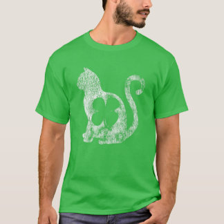 Cat Gift St. Patrick's Day Shamrock Irish Clover L T-Shirt