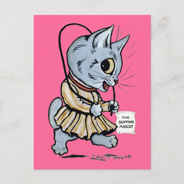 Cat girl, Louis Wain Postcard (Front)