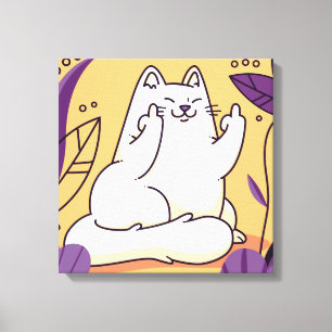 Cat giving the finger canvas print