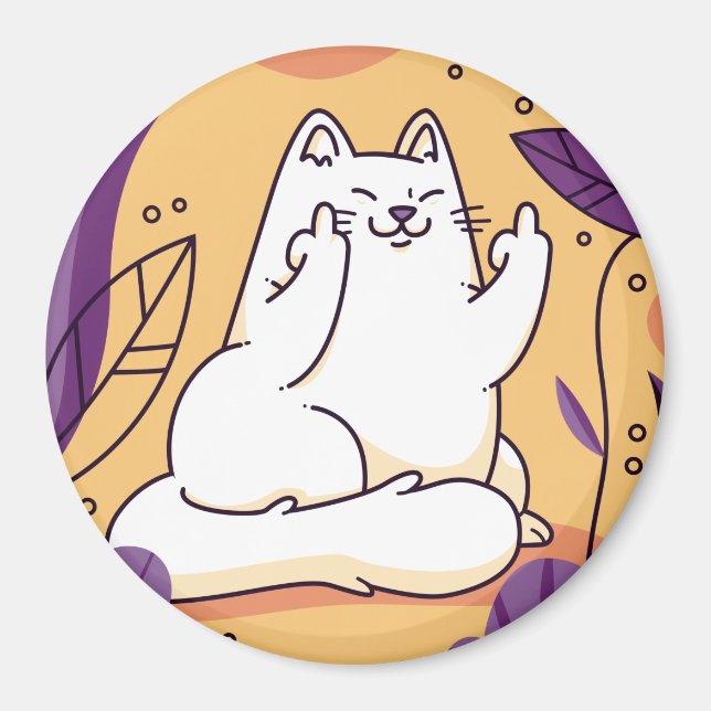 Cat giving the finger magnet (Front)