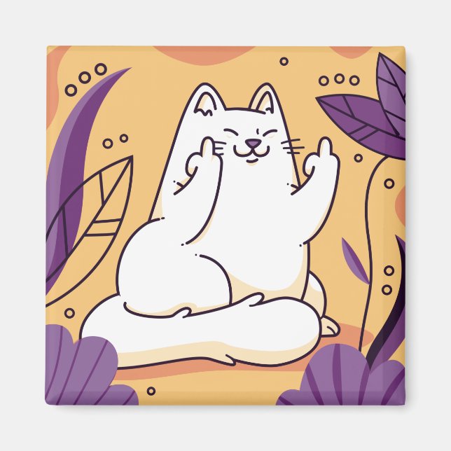 Cat giving the finger magnet (Front)