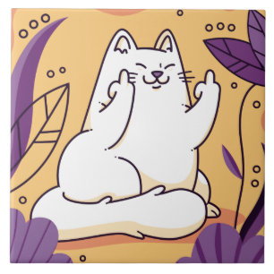 Cat giving the finger tile