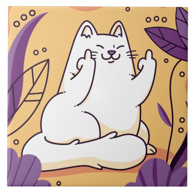 Cat giving the finger  tile (Front)